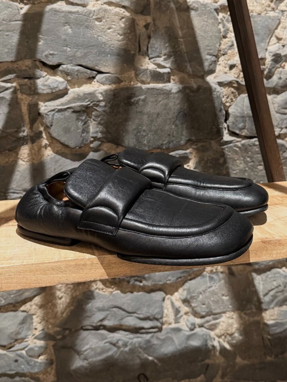 Dries Van Noten Black Padded Leather Loafers